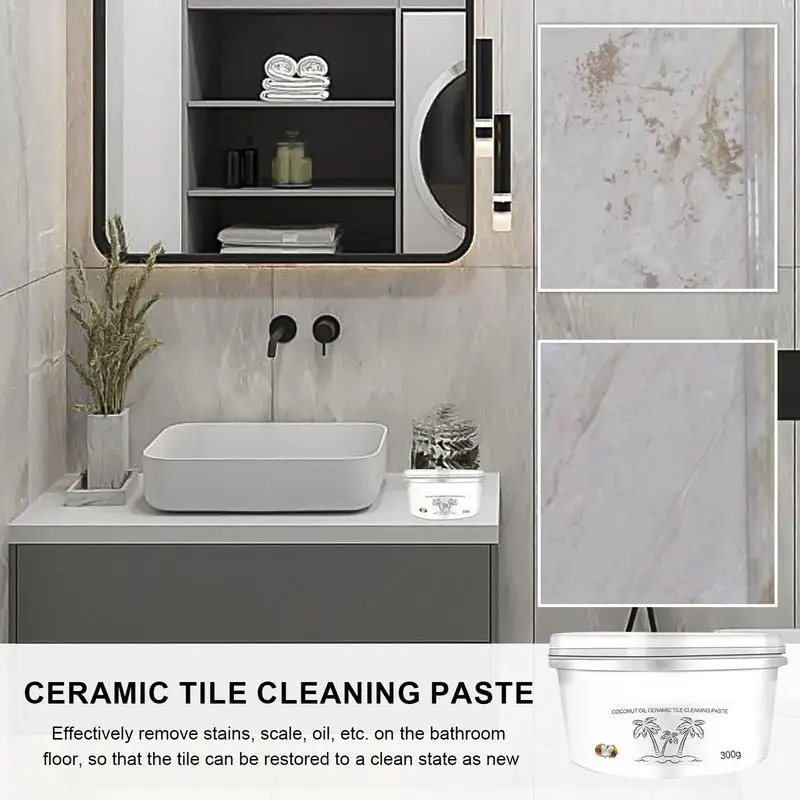 Tile Cleaning Paste 300g Floor Tile Washing Paste With Scent Shower Room Cleaner Stains Removal Cream Multi-Functional For Home