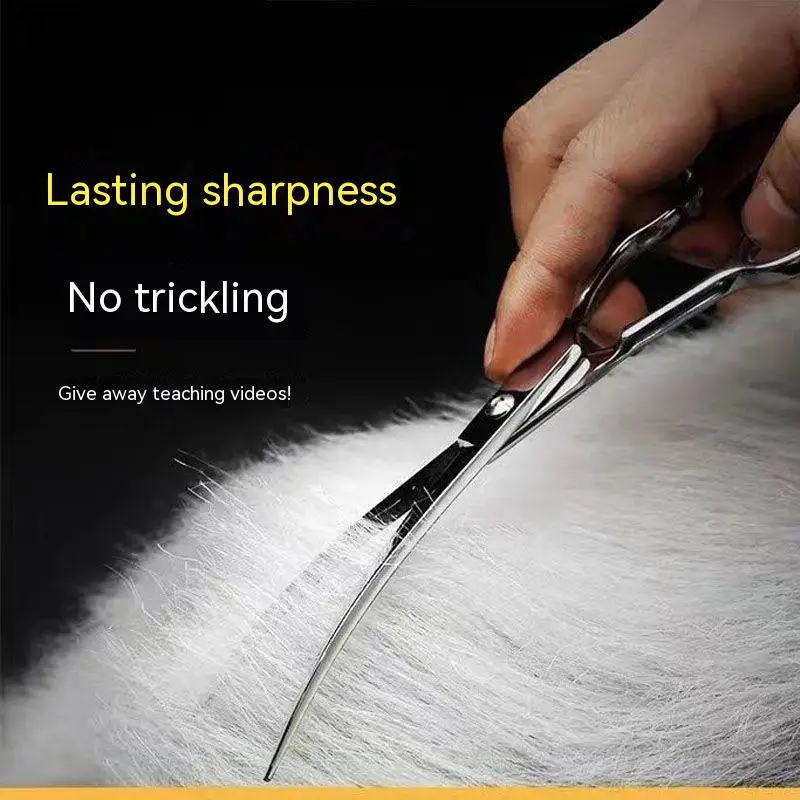 Dog Grooming Scissors Pet Grooming Scissors Dog Hair Tool Set Professional Trimming Scissors Bent Teddy Haircutting Pet Clippers