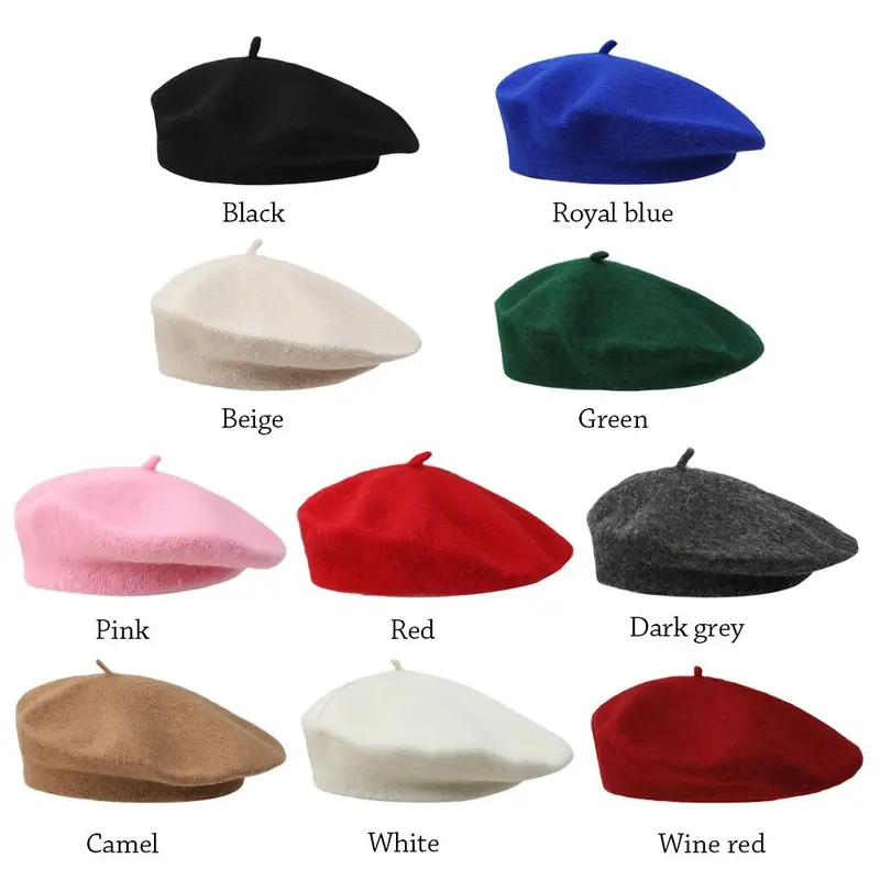 Berets Hat Warm Solid Color Elegant Plain 
