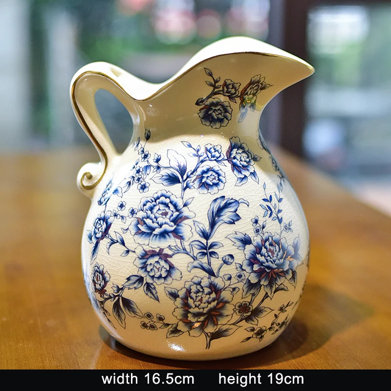 European Pastoral Retro Painted Ceramic Vase Milk Jug Vase American Country Living Room Decoration Flower Arrangement 4