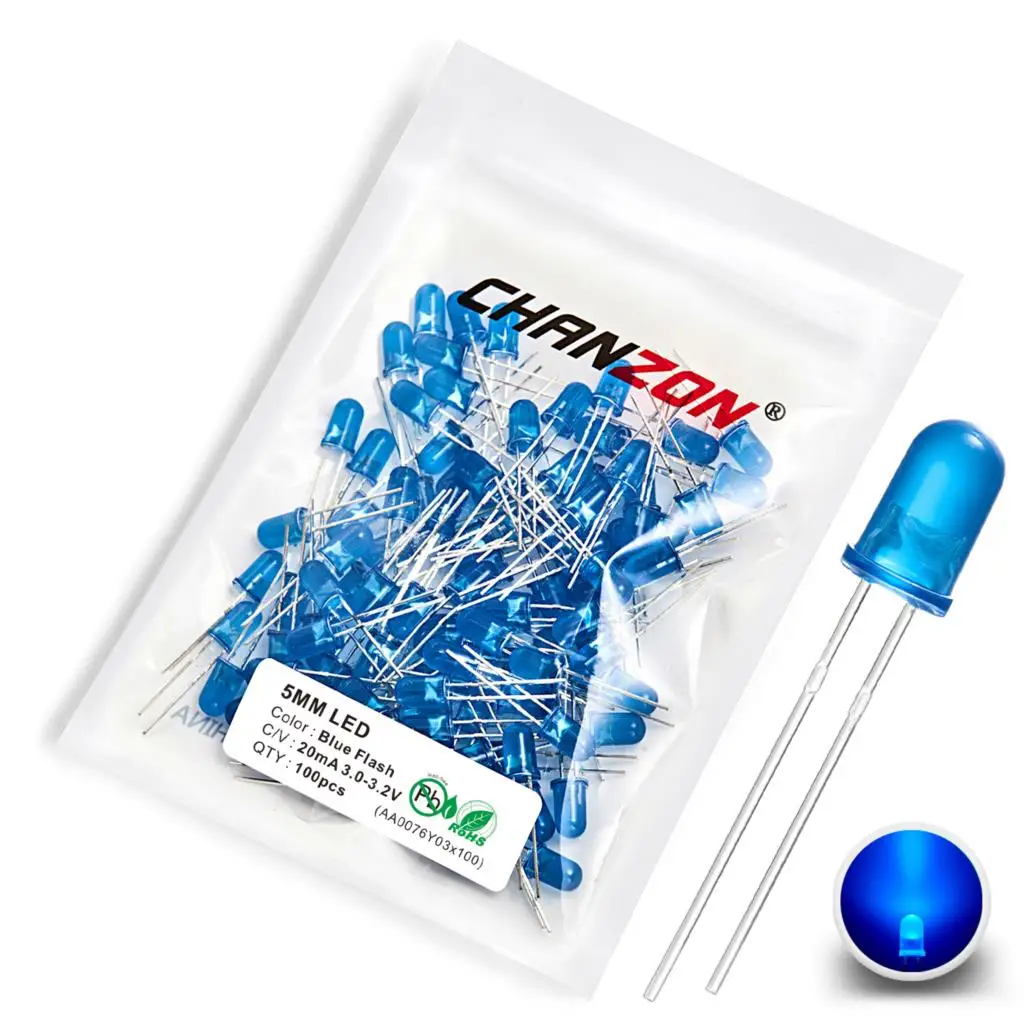 100pcs 5mm Multicolor Flashing LED Bulb Set
