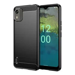 Durable Carbon Fiber Texture TPU Shockproof Protective Phone Case for Nokia C200 (Black)