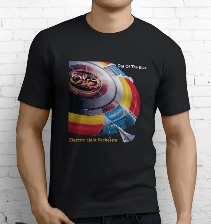 Elo Electric Light Orchestra Out Of The Blue para hombre, camiseta negra, talla S 3Xl, camisetas cortas para hombre