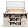 Farmhouse TV Stand for 65 Inch TV, Tall Highboy Entertainment Center with Sliding Barn Door, Rustic Media Console 1