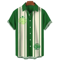 St. Patrick's Day Graphic Short Sleeve Shirts For Men Clothes Fashion Hawaiian Lucky Shamrock Female Blouses  Ireland Kids Tops 1