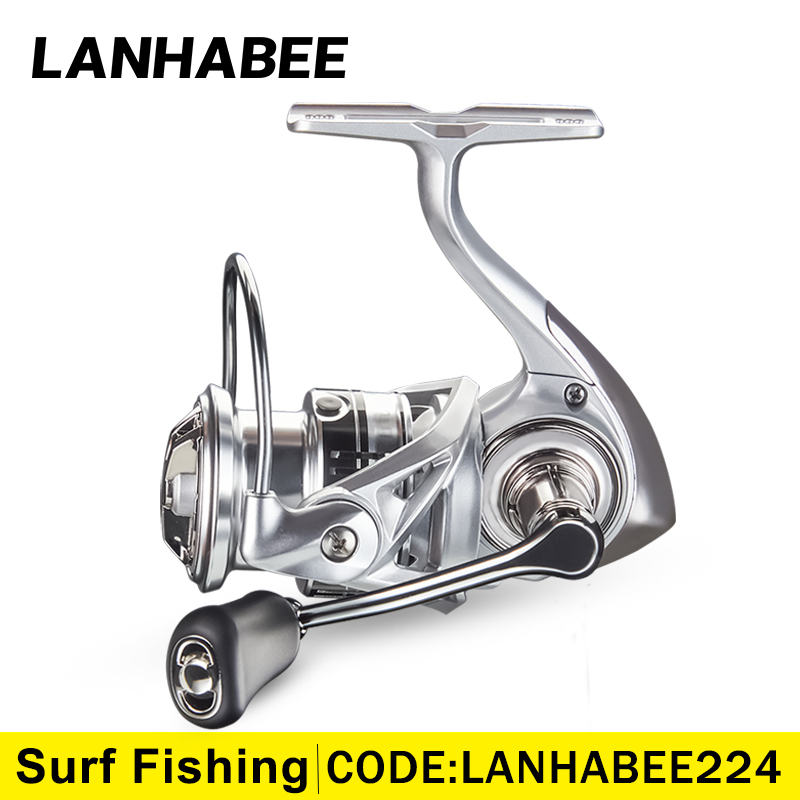 LANHABEE Spinning Reel Ultra Light Shallow Spool 3+1BB 5.2:1Drag Surf Fishing  All-metal Fishing Reel for Long-distance Casting