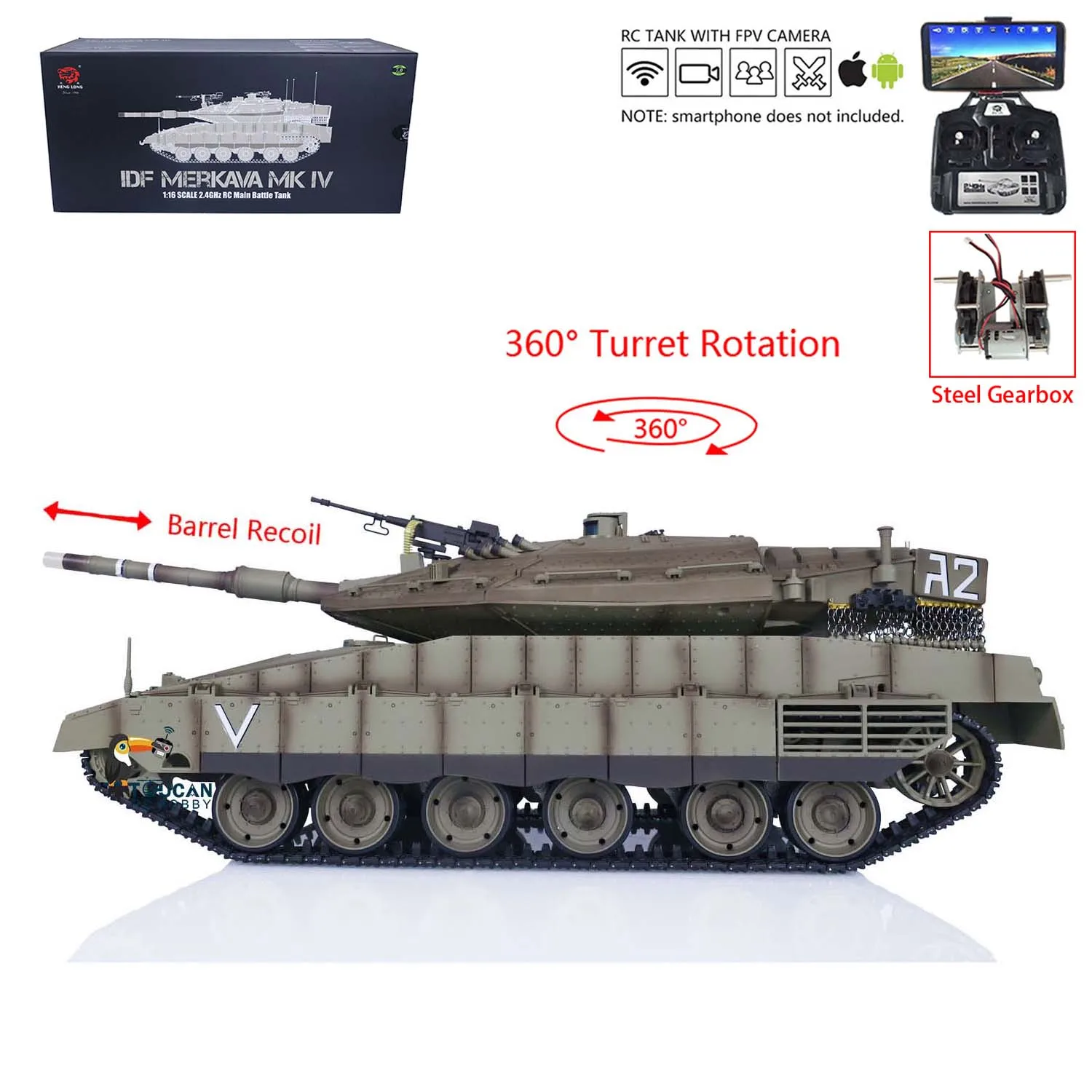 

Heng Long 1/16 RC Tanks TK7.0 IDF Merkava MK IV Standard Edition FPV Camera Toucan Plastic Car Models 3958 TH22645-SMT8