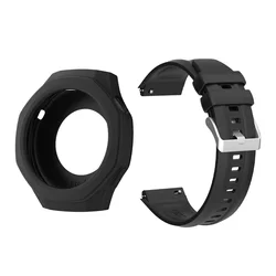 Soft Silicone Sport Band Replacement Wristband for Smartwatch - Case & Strap Included (Black)