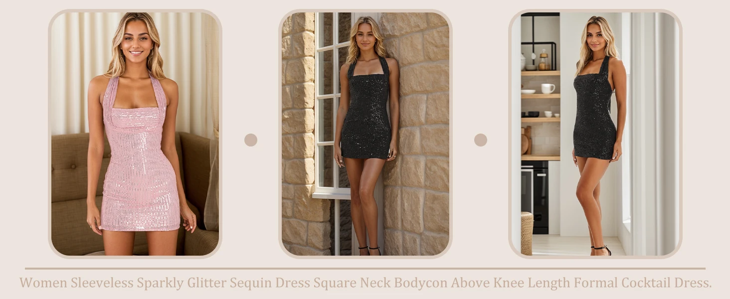 Glitzernde Pailletten Kurze Homecoming Kleider für Teenager Neckholder Enge HOCO Kleider 2024 Rückenfrei