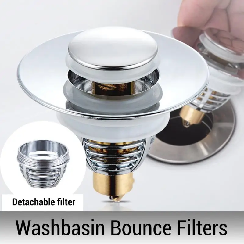 Universal Copper Push Bounce Core Basin Drain Filter Hair Catcher