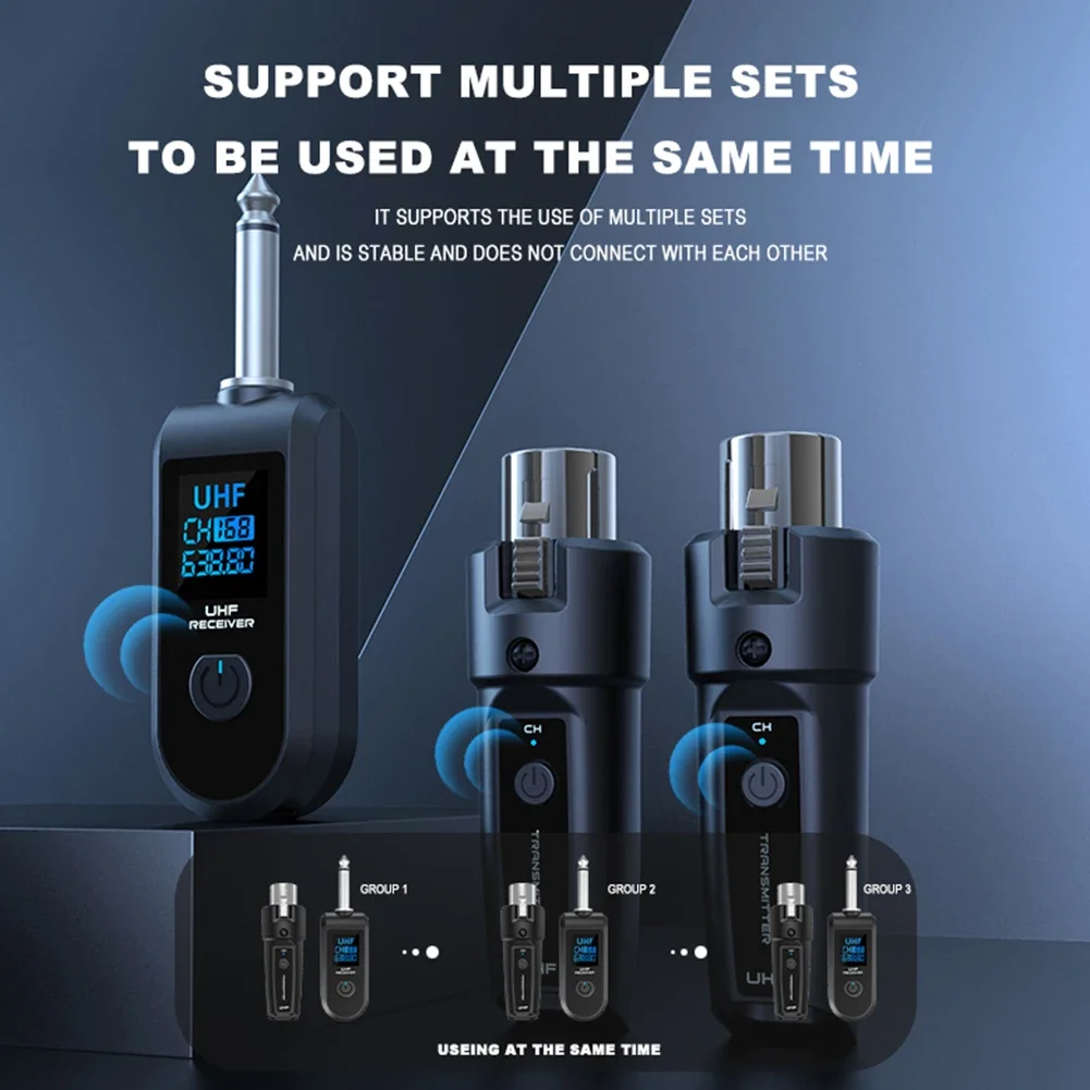 UHF Wireless Microphone Converter XLR Transmitter and Receiver Microphones for Dynamic Mic Audio Mixer Electric Guitar Bass