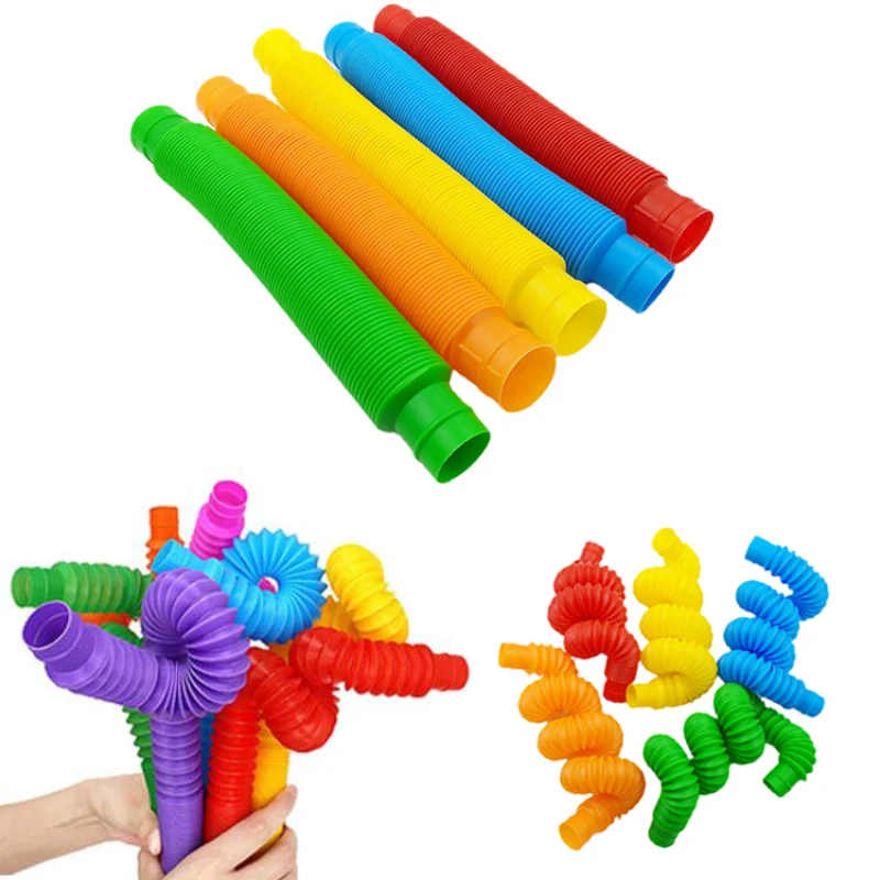 

5/6Pcs Tubes Sensory Toy Colorful Plastic Telescopic Tube Toy Fidget Toys Squeeze Toy Gifts Stress Relief Toys