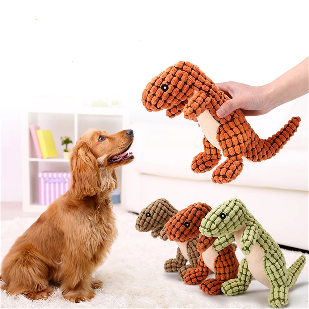 Dog Chew Squeaky Toy Cute Plush Dinosaur Pet Puppy Interactive Training Molar Biting Toy Soft Stuffed Animals Press Sounding Toy squeaky dog toy pet interactive play toy stuffed fish plush dog toy pet squeaky toy chew toy