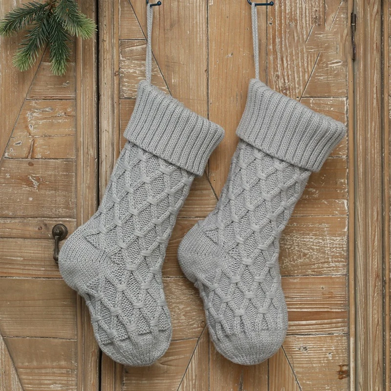 Christmas Stocking Sack Knitted Wool Candy Bag Gift For Home Xmas Tree Decor christmas gift bags,christmas stockings