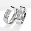 Stainless Steel Set Drill Wedding Couple Rings for Women Men Lover Anniversary Jewelry Gifts 2