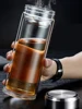 Leakproof Glass Tea Bottles With Infuser Stainless Steel Double Walled Bottle Portable Travel Drinking Lemon Water Cup 3