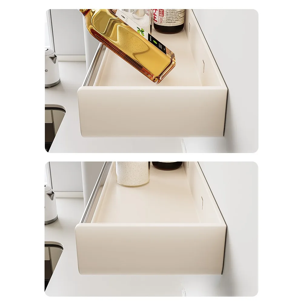 Cream wind kitchen rack, seasoning non-punching wall-mounted multi-layer knife holder, lid, chopsticks, spoons, storage