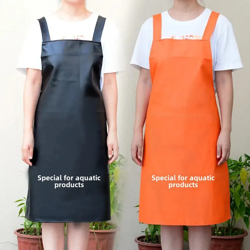 Waterproof Oil-resistant Leather Apron Unisex Kitchen Housework Waistcoat Long Apron Male Model Child Feeding Coverall
