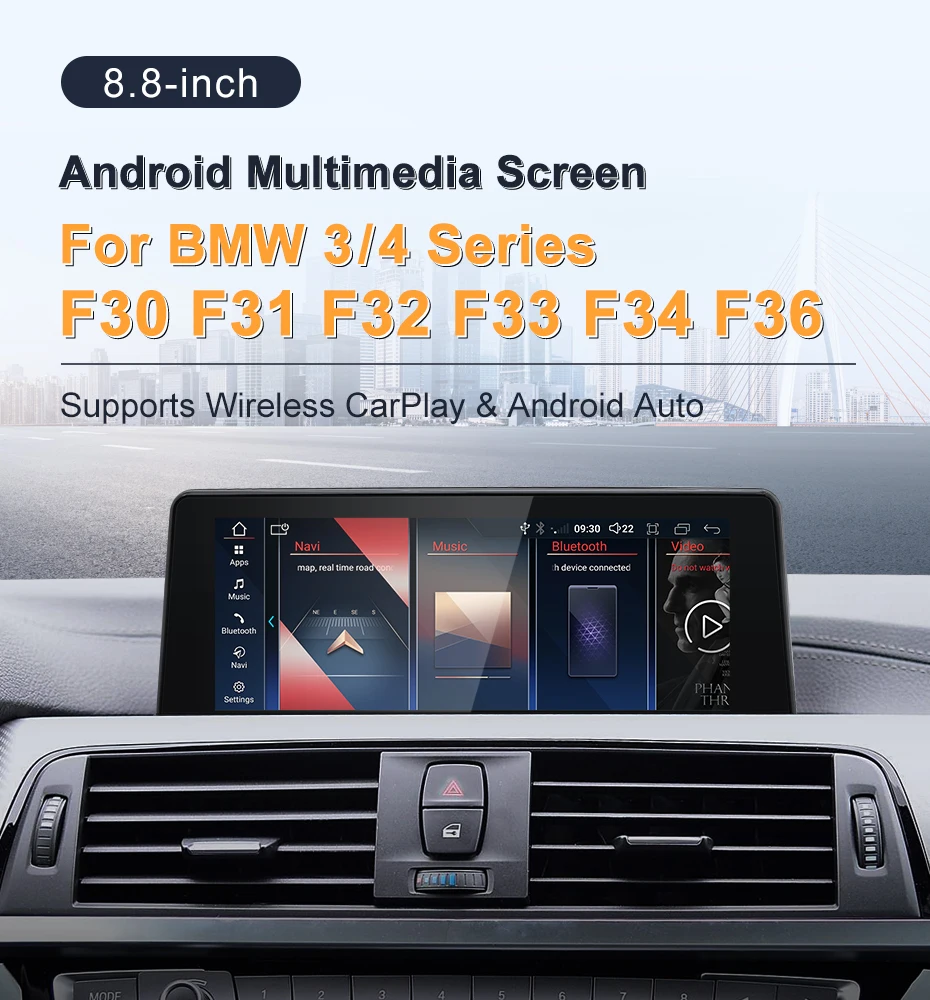 New 8.8inch Wireless CarPlay AUTO Android Screen For BMW 3/4Series F30 F31 F32 F