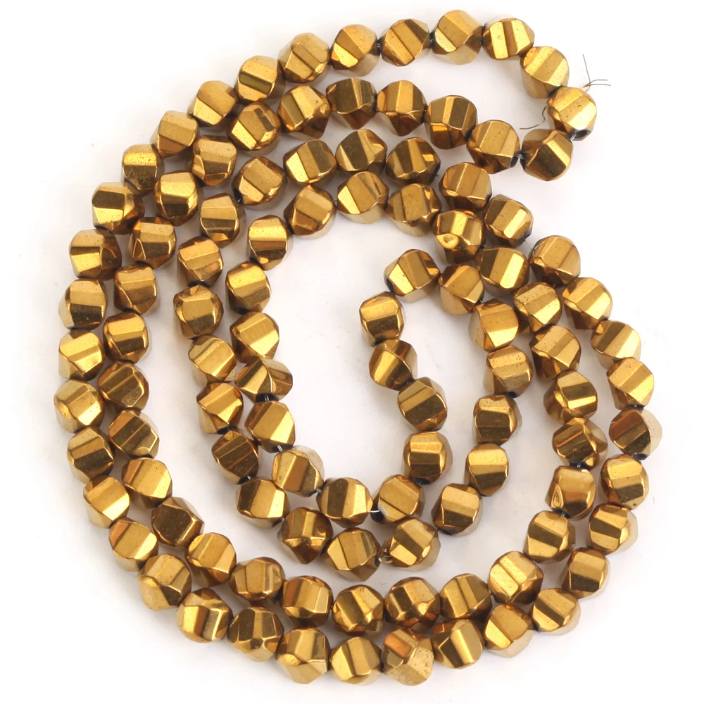 Naturstein Perlen Überzogene Golds Bunte Twisted Faceted Hämatit Spacer Lose Perlen für Schmuck Machen DIY Armband 3mm 4mm – Detail 12
