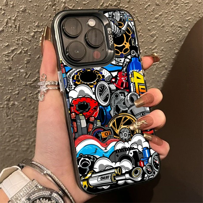 Electroplated Silver Mechanical Gear Pattern Phone Case
