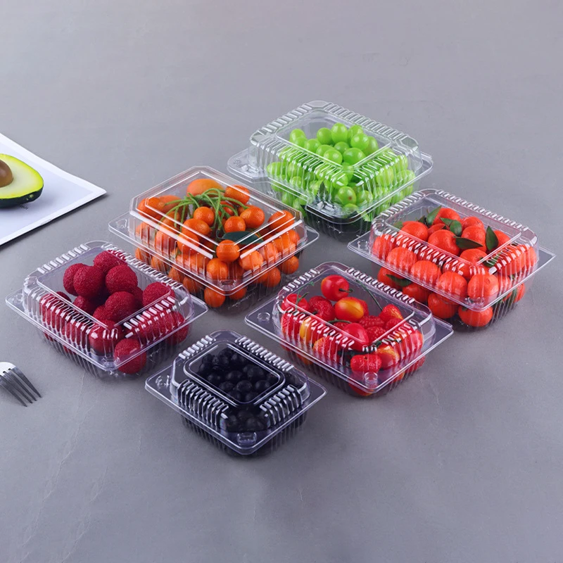 100pcs Transparent Packaging Box Disposable Fruit Box Food Preservation Pastry Cake Snacks Lunch Kitchen Storage Accessories