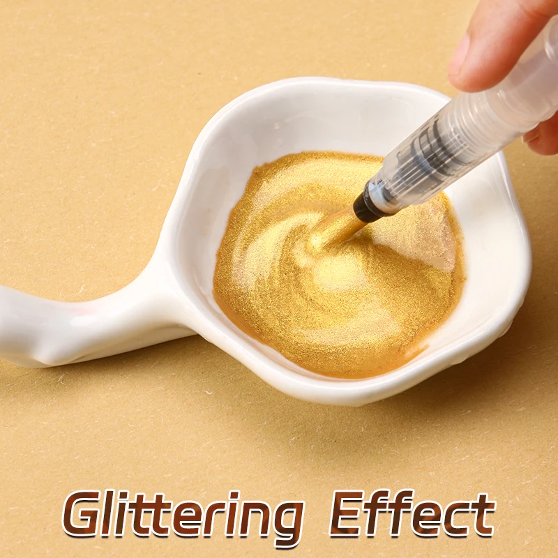 6 Colors Metallic Watercolor Glitter Solid Pigment,Professional Flash Golden Slivery Starry Iridescent Paints for Adults,Artists 4