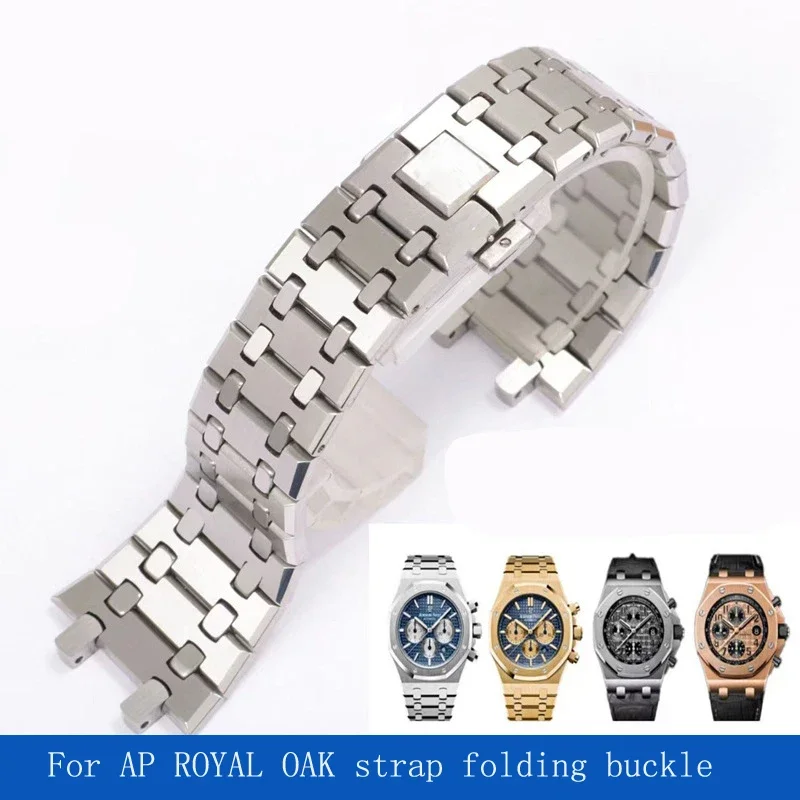 Elegant Two-Tone Stainless Steel Watch Band Bracelet with Folding Buckle