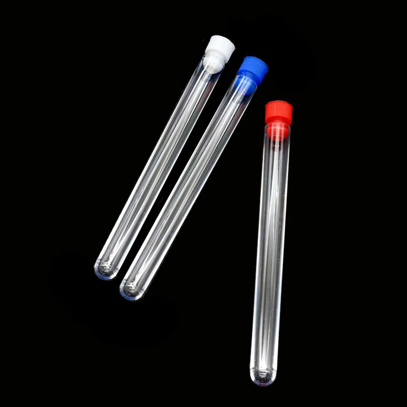 

10 Pieces/bag Plastic Transparent Laboratory Teaching Storage Bottle Storage Sealed Bottle Small with Cap Red Cork 15mL