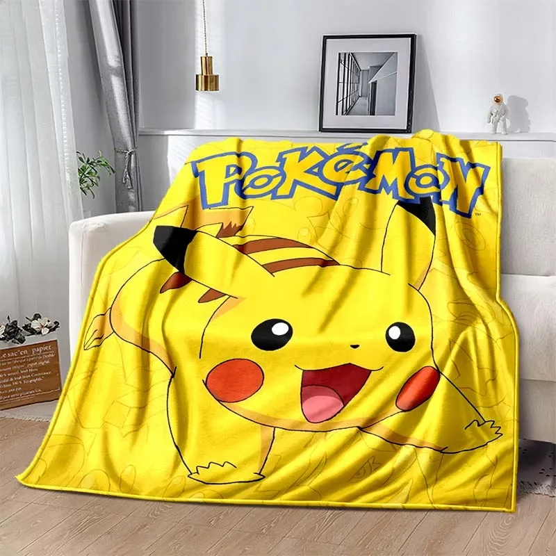 6 Size Warm Soft Pokémon Stitch Pikachu Print Blanket Fluffy Children and Adults Sofa Plush Bedspread Throw Blanket for Sofa Bed 2