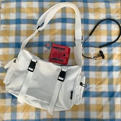 Stylish Unisex Canvas Crossbody Bag - Fashionable Large Capacity Shoulder Handbag (Beige)