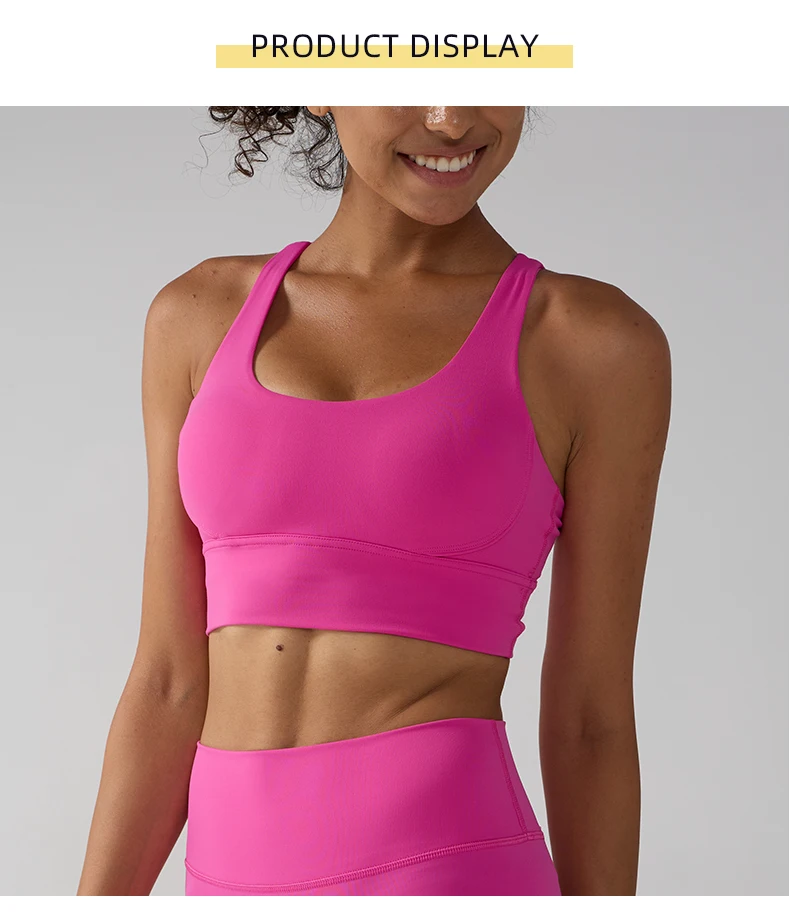 Einfarbig Frauen Frauen Fitness Yoga Bhs Rennen Zurück Sport Bhs Nylon Top Frauen Bh Sexy Atmungsaktive Unterwäsche Für Frauen Gym – Detail 8
