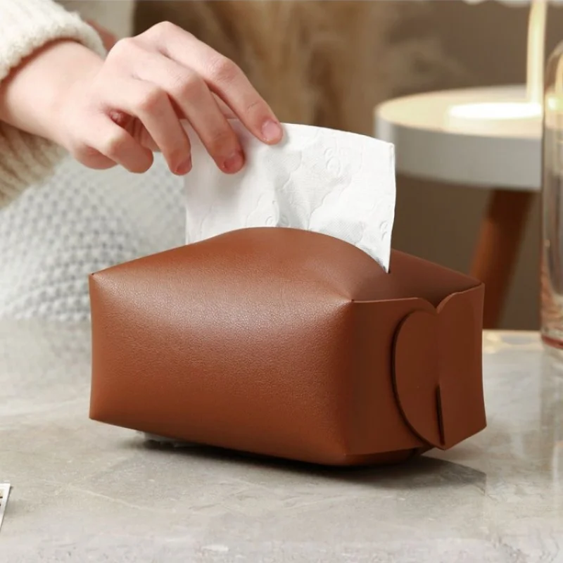 New Living Room Light Luxury Leather Tissue Box Napkin Holder Case Paper Box Container Hotel Storage Box Home Table Decoration 2