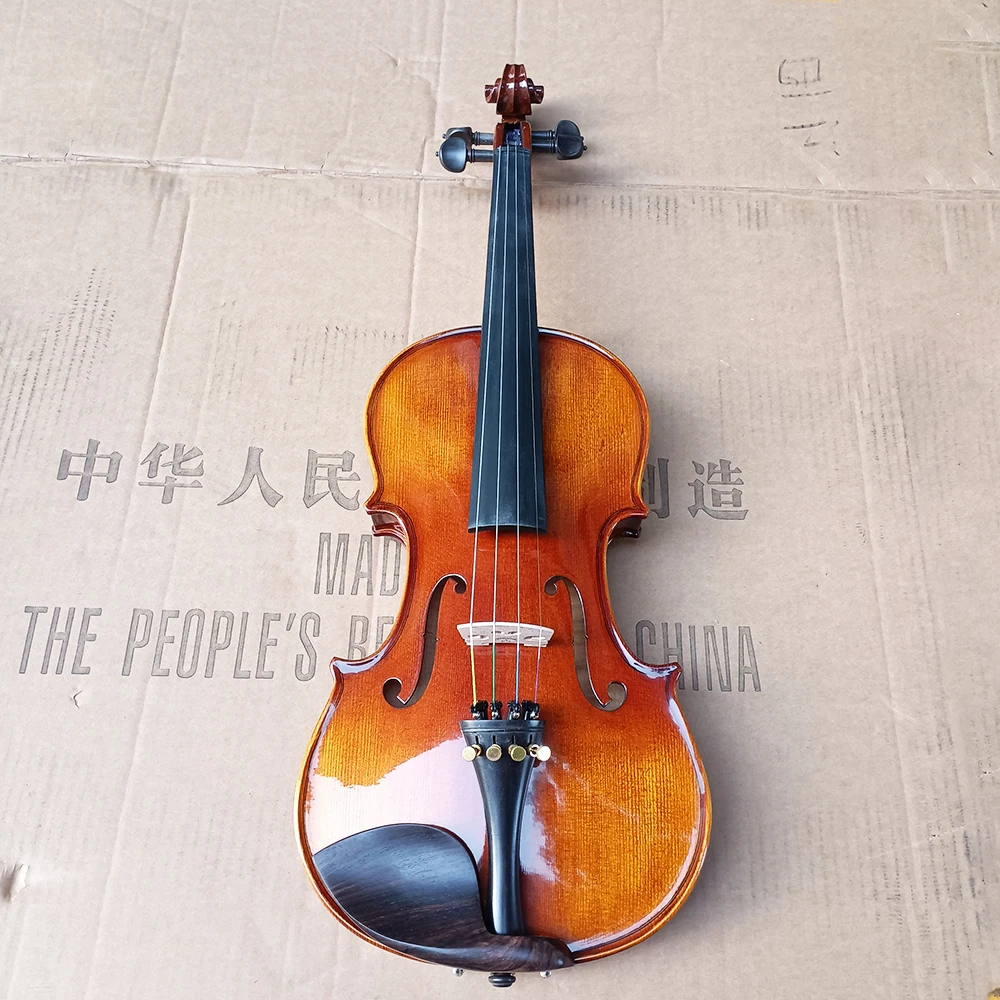 coffee One piece backboard Tiger patterned maple violin 4/4 Stradivarius Handmade violin beginner professional Musical Instrumen