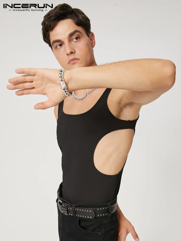 INCERUN 2023 캐주얼 모든 일치 간단한 남자 민소매 조끼 솔리드 패션 조끼 남성 레저 탱크 탑 S-5XL 