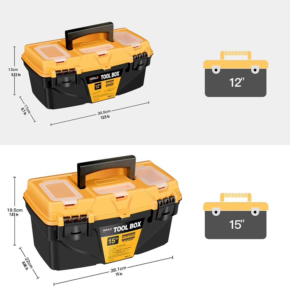 12/15 Inch Hardware Toolbox, Plastic Thick Combination Suitcase Electrician Carpenter Electric Drill Storage Box