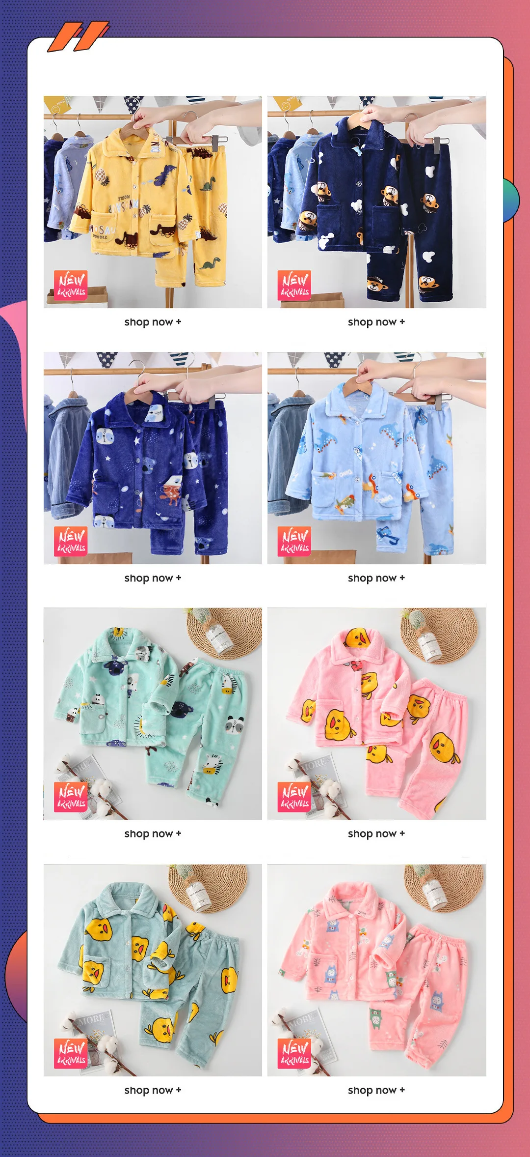 Flannel Pajamas Sets Boys Girls Cartoon Long Sleeve Lapel Tops with Pants PJM Sleepwear Clothing