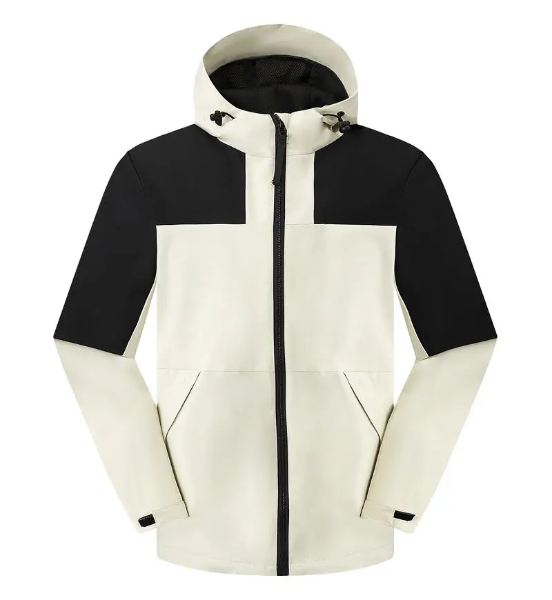 

New Autumn Patchowork Hooded Jacket Fashion Men's Outdoor Jackets Casual Waterproof Unisex Zippers Outwear Coats Male Clothes