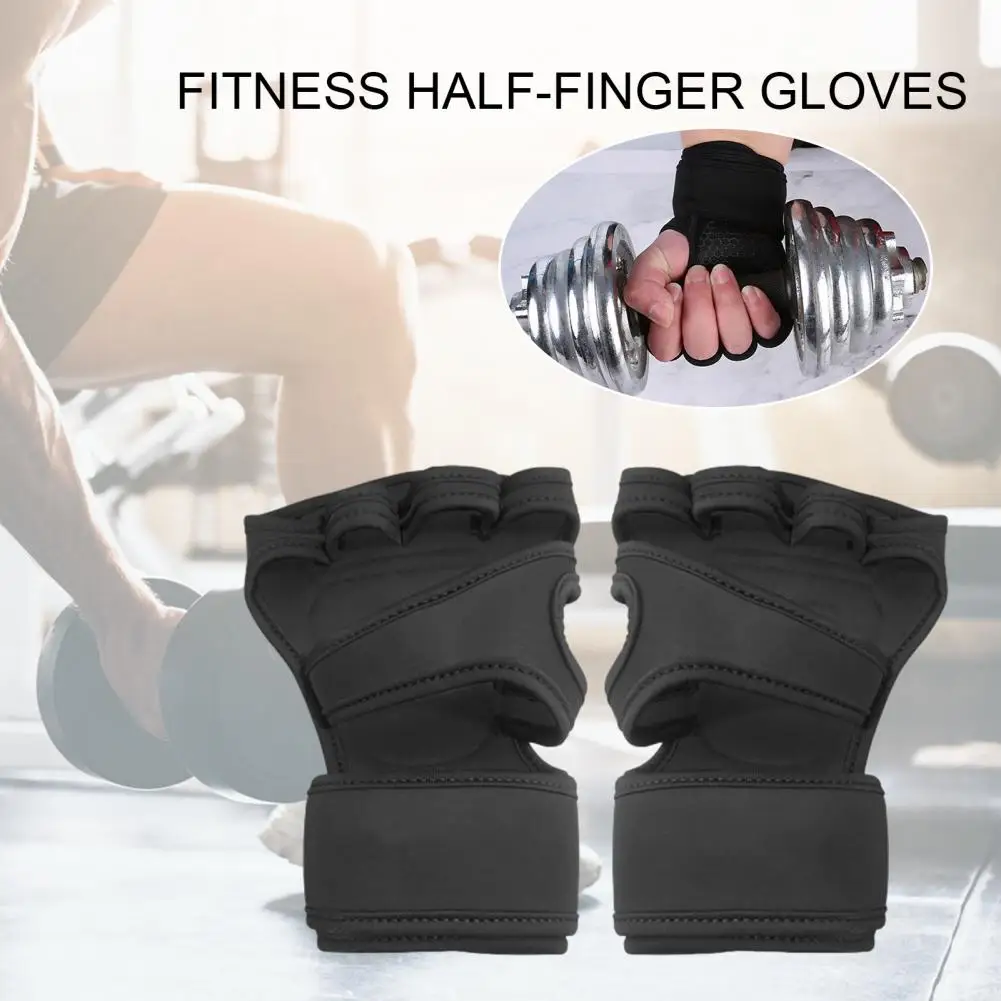 Luvas de meio dedo de fitness respirável para homens, fita adesiva, antiderrapante, envoltório de pulso, fitness