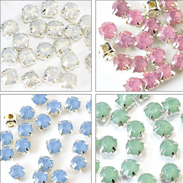 3/4/5/6mm 100pcs Opal Resin Claw Cup Rhinestone Gold/silver Base Fabric  Beads Craft