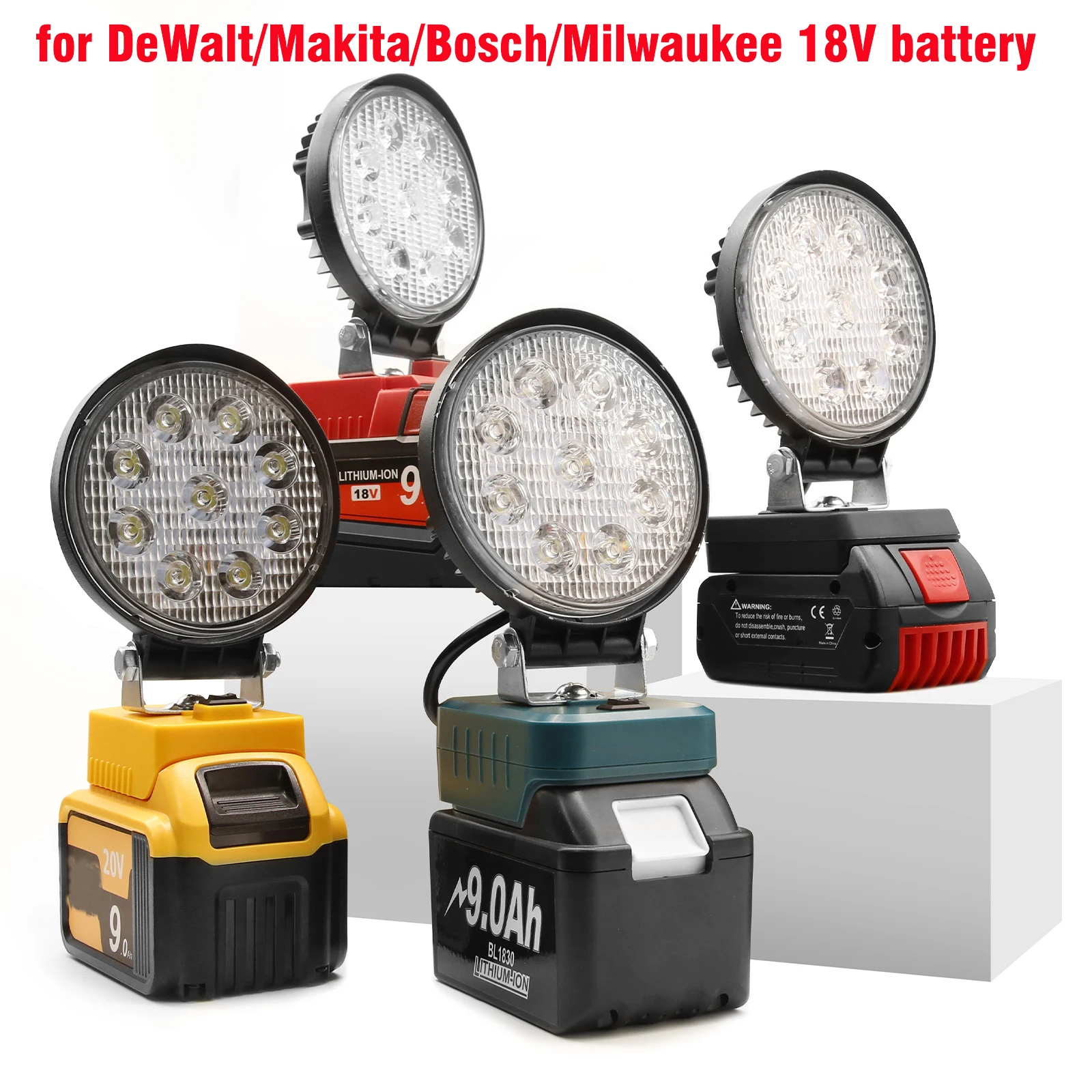 Led Portátil Trabalho Ferramenta de Luz Lâmpada Adequada para Bosch Dewalt Milwaukee Makita 18v Li-on Bateria 9 - Image 6