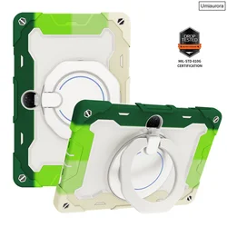 Heavy Duty Rugged Tablet Case with Pull Ring Stand and Strap - Shockproof for Honor Pad10 (12.1) (Rainbow Green)