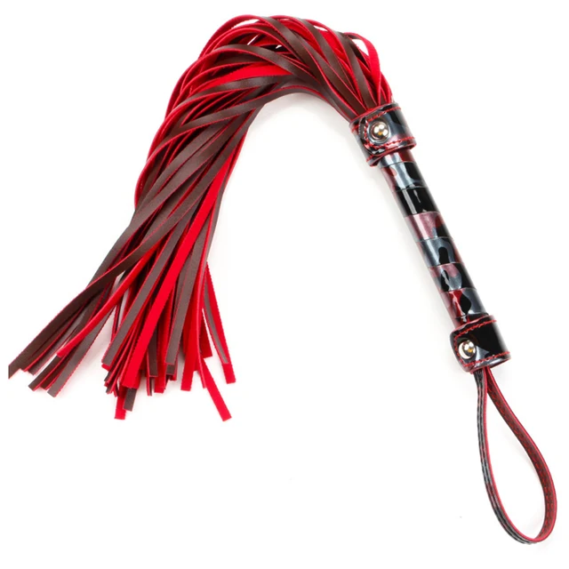 Black&Red Braided Handle Tails Handle Leather Flogger Handmade Horse Whip  Horse Racing Flogger new