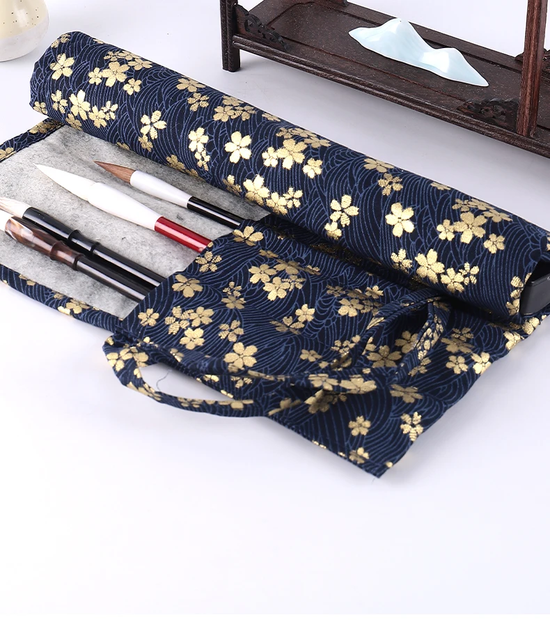 Aquarelle Pinsel Stift Bleistift Taschen Rollen Chinesische Kalligraphie Aquarell Pinsel Bleistift Beutel Leinwand Einfache Tragbare Federmäppchen – Detail 11