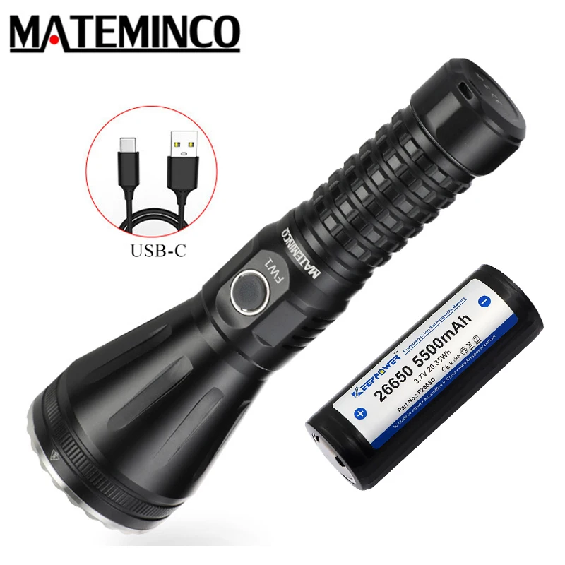 MATEMINCO FW1 TYPE-C Fast Charging Flashlight 562 Lumen Long Rang 2952 Meter Outdoor Tactical Torch Search Rescue Light