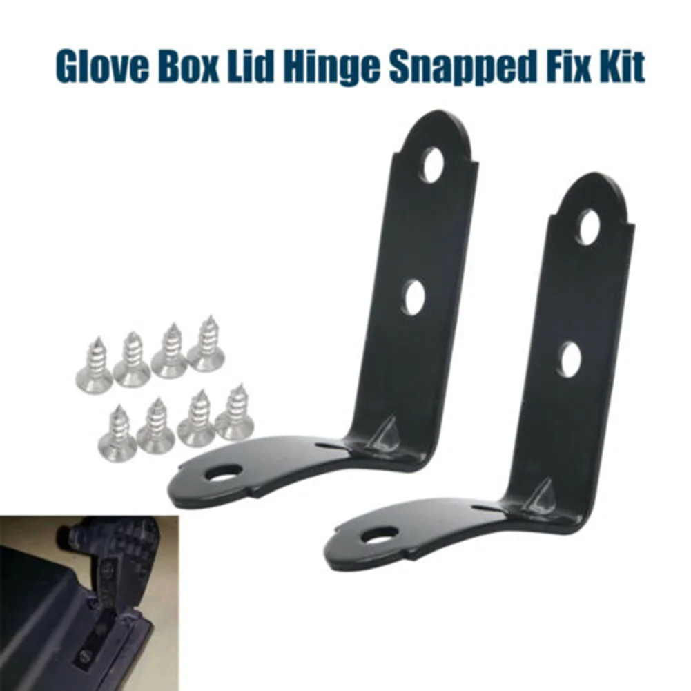 2pcs Glove Box Lid Hinge Snapped Repair Kit Hinge Brackets With Screws