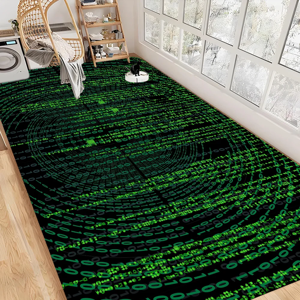 Binary Code The Matrix Program Chart Hallway Carpet Washable Non-Slip Living Room Sofa Chairs Area Mat Kitchen Doormat Area Rug 2