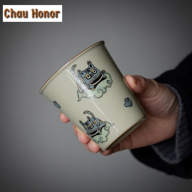 200ml Boutique Honey Glaze Tiger Art Tea Cups Master Cup Coffee Mug Coke Cup Water Jug Kungfu Tea Set Drinkware New Years Gift
