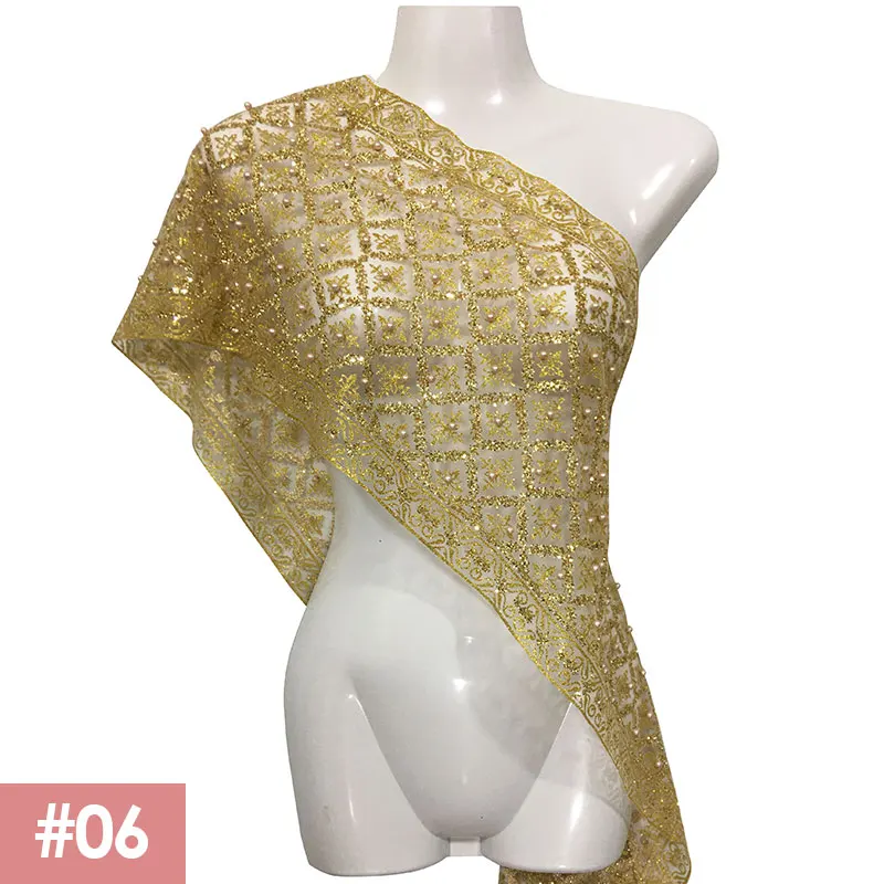 Thai Traditional Costume Women Beads Lace Shawl Glitter Scarf Mesh Wrap Cape Girls Southeast Ethnic Holiday Travel Wrap Scarf