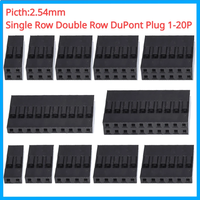 

50pcs/lot Picth 2.54mm DuPont Shell Rubber Housing 2.54mm Spacing Single Row Double Row DuPont Plug 1/2p/3p/4p-10P